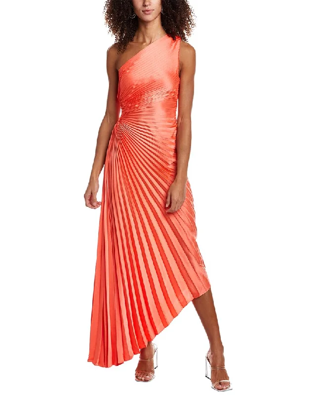 A.L.C. Delfina Midi Dress Elegant Pleated Detail Midi Dress