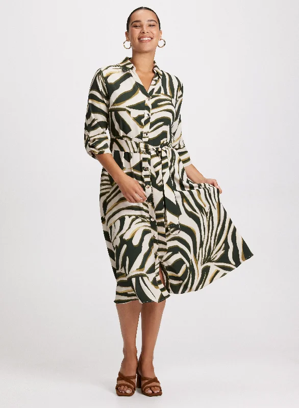 Animal Print Midi Dress Trendy Knit Midi Dress