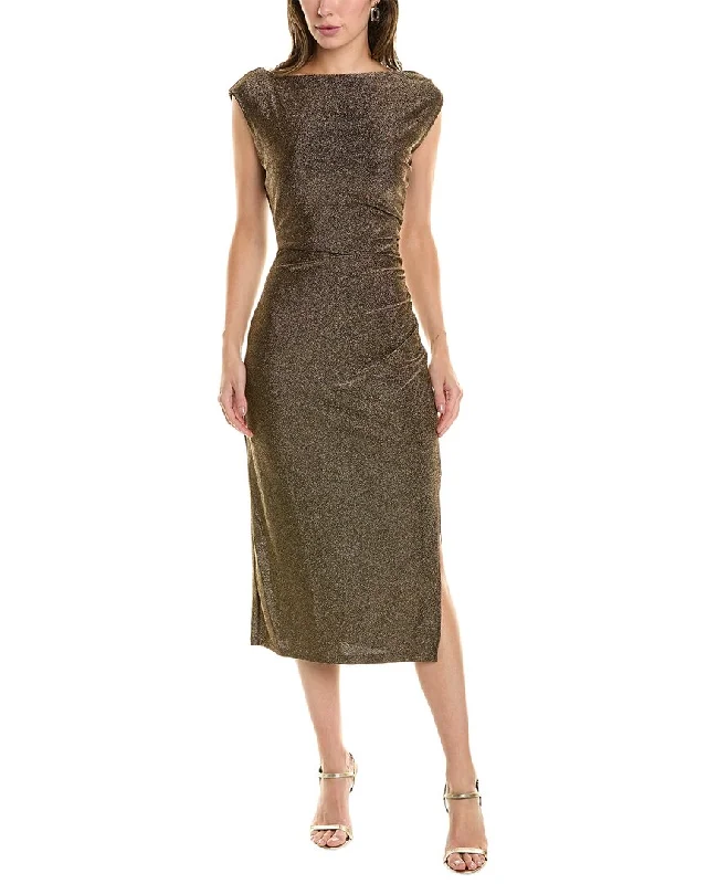 Anne Klein Lurex Midi Dress Trendy Ruched Side Midi Dress