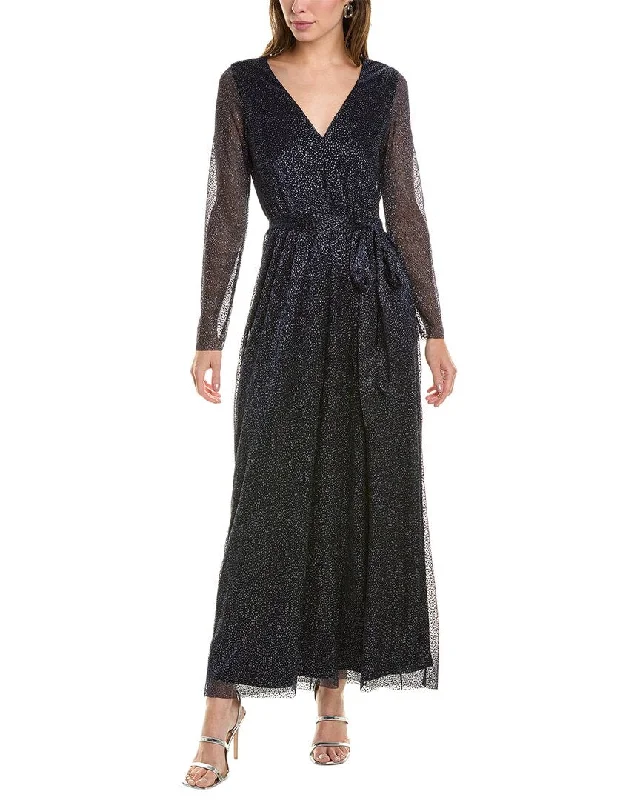 Anne Klein Shimmering Midi Dress Stylish Long Sleeve Floral Midi Dress