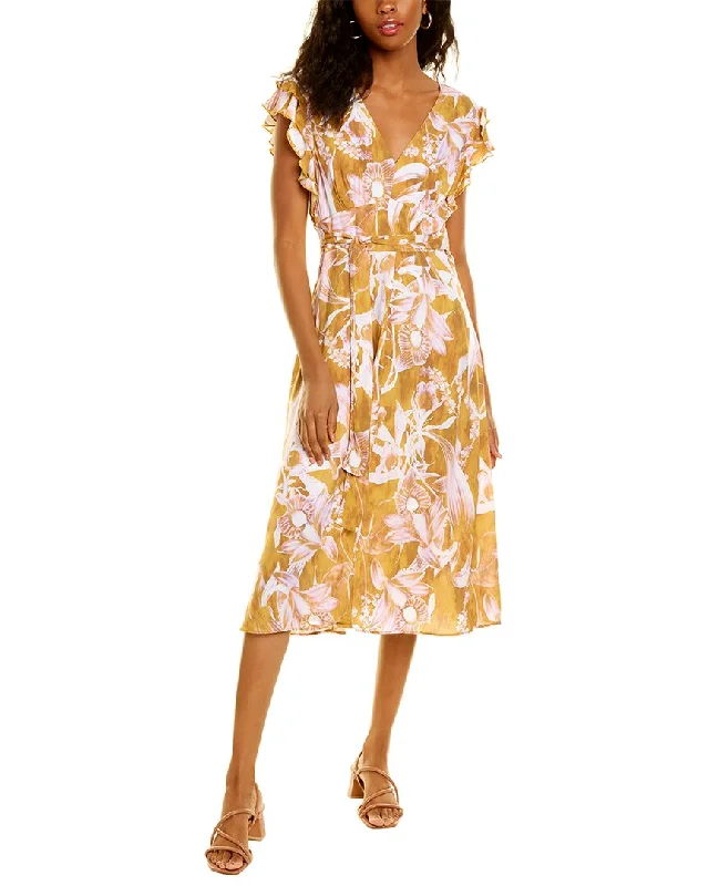 Atelier Floral Watercolor Midi Dress Fashionable Plaid Midi Dress