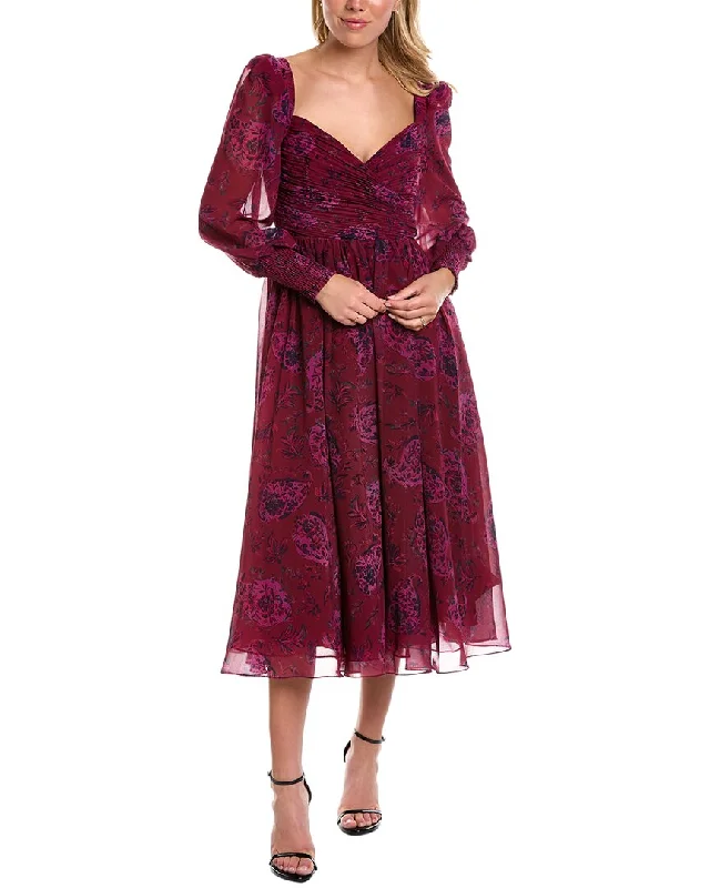 Badgley Mischka Chiffon Midi Dress Chic Off-Shoulder Midi Dress