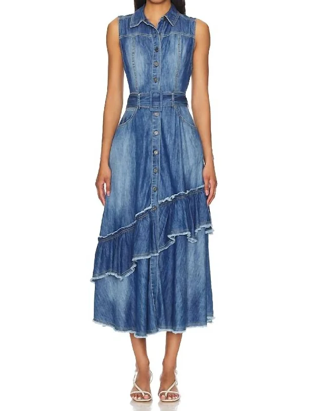 Beau Midi Dress In Blue Grass Stylish Vintage Midi Dress