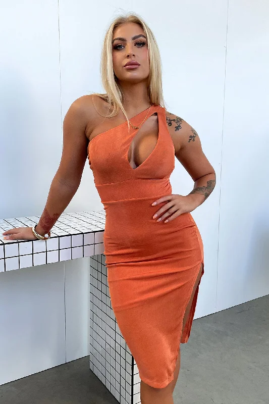Blake Midi Dress - Orange Fashionable Chiffon Midi Dress