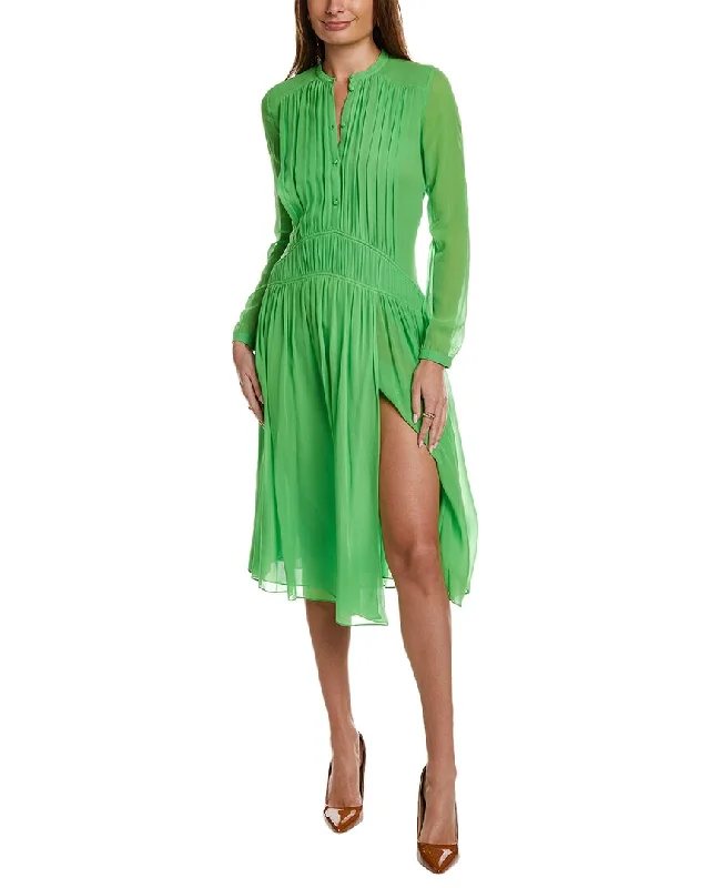 Burberry Silk Midi Dress Trendy Ruffle Hem Midi Dress