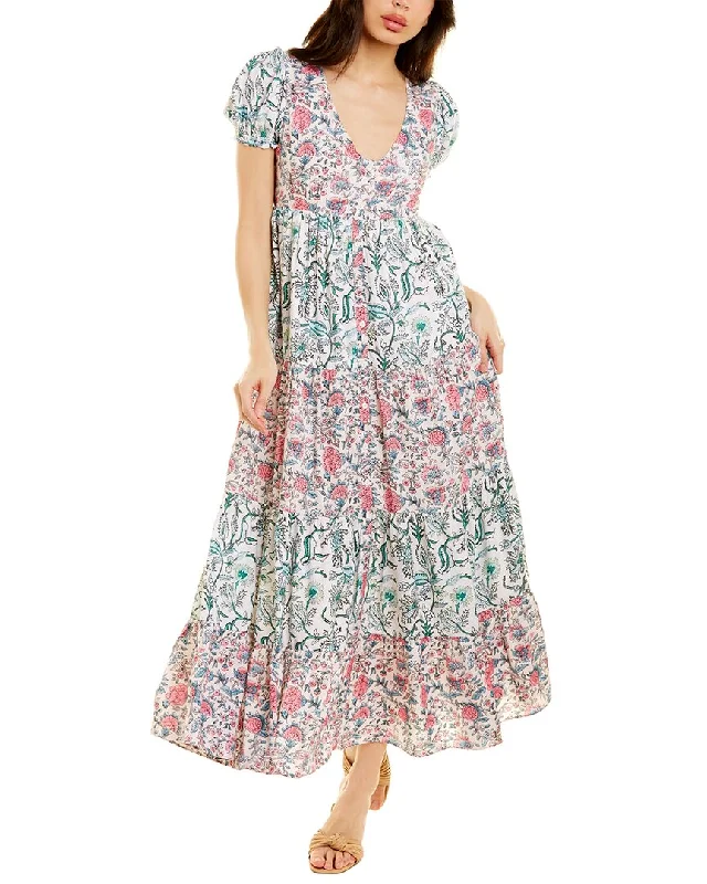 Celina Moon Tiered Midi Dress Trendy Ruffle Hem Midi Dress