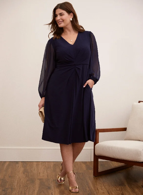 Chiffon Puff Sleeve Midi Dress Elegant Floral Skirt Midi Dress