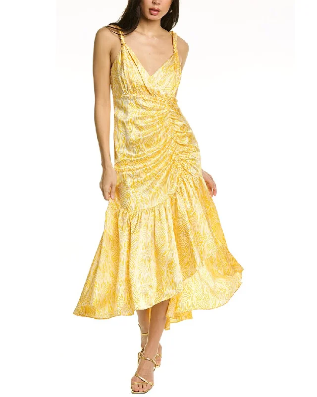 Cinq à Sept Nikola Silk Midi Dress Trendy Fit-and-Flare Midi Dress