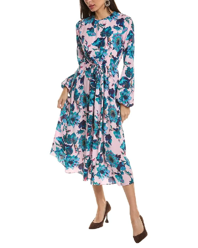 Diane von Furstenberg Sydney Silk-Blend Midi Dress Elegant Maxi-Midi Hybrid Dress