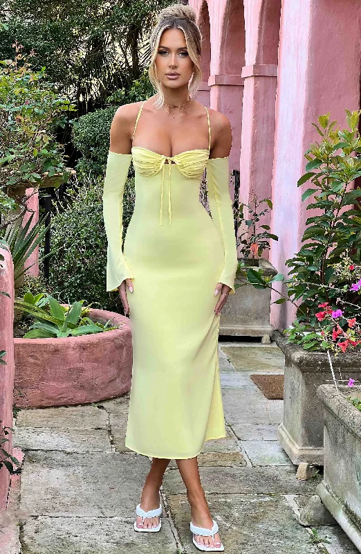 Dulce Midi Dress - Lemon Stylish Button-Up Midi Dress