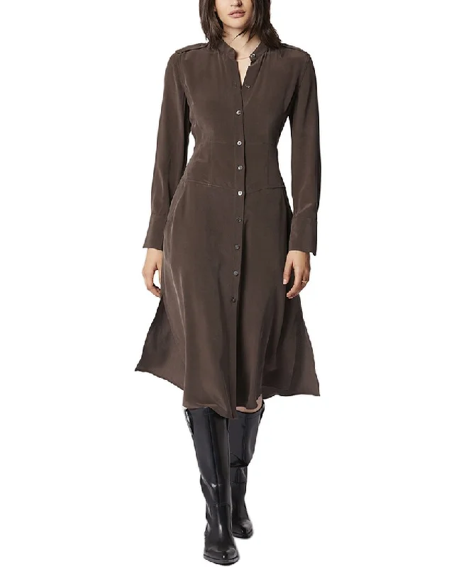 Equipment Thea Silk Midi Dress Trendy Flared Sleeve Midi Dress