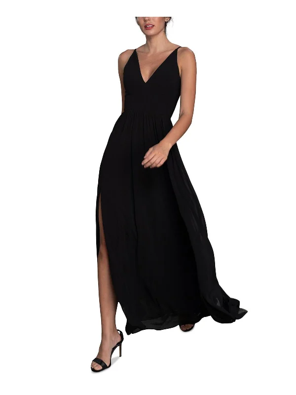 Felicia Womens V-Neck Fit & Flare Midi Dress Comfortable Lace-Up Midi Dress