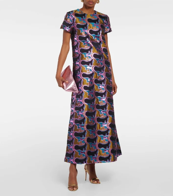 Iconic Jacquard Swing Midi Dress In Multi Cozy Knit Midi Dress