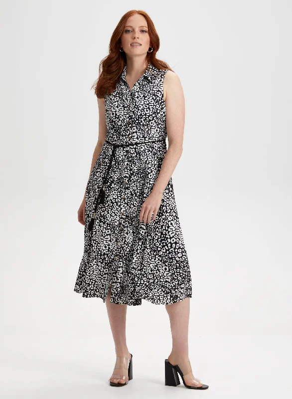 Leopard Print Midi Dress Elegant Faux Wrap Midi Dress