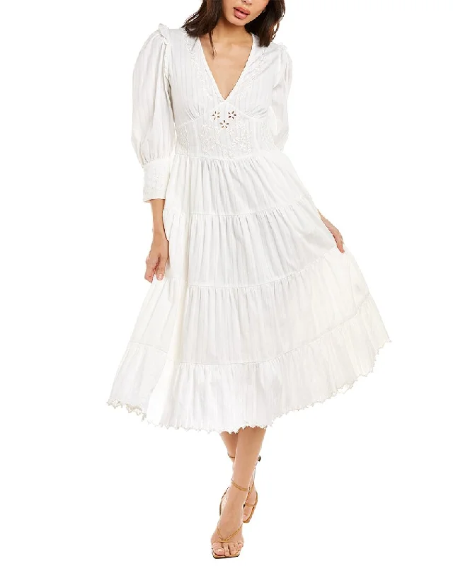 LoveShackFancy Stephen Midi Dress Elegant Velvet Midi Dress