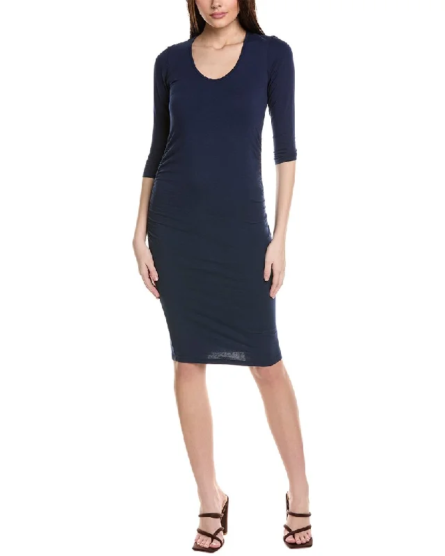 Michael Stars Ruched Midi Dress Trendy Smocked Waist Midi Dress