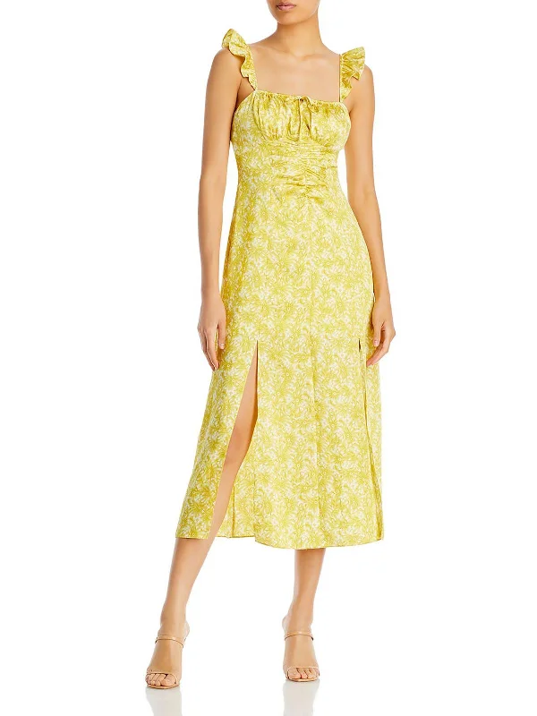 Milicent Womens Floral Printed Mid Calf Midi Dress Comfortable Button Front Midi Dress Milicent Womens Floral Printed Mid Calf Midi Dress Comfortable Button Front Midi Dress