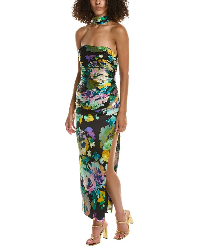 Nicholas Blane Reverse Halter Silk Midi Dress Cozy T-shirt Midi Dress