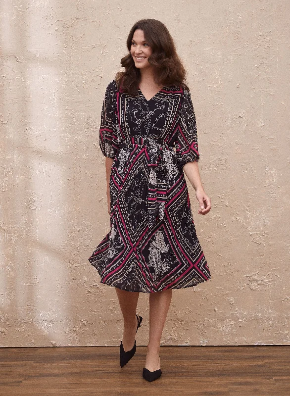 Paisley Print Midi Dress Comfortable Wrap Midi Dress
