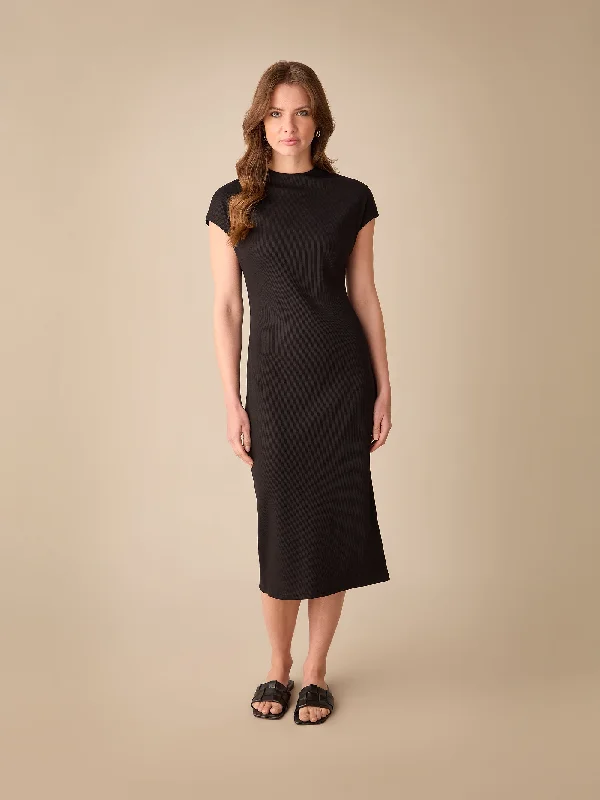 Petite Black Rib Knit Midi Dress Elegant Floral Midi Dress