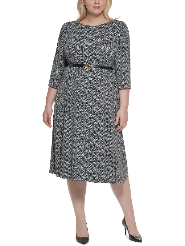 Plus Womens Knit e Midi Dress Elegant Floral Midi Dress