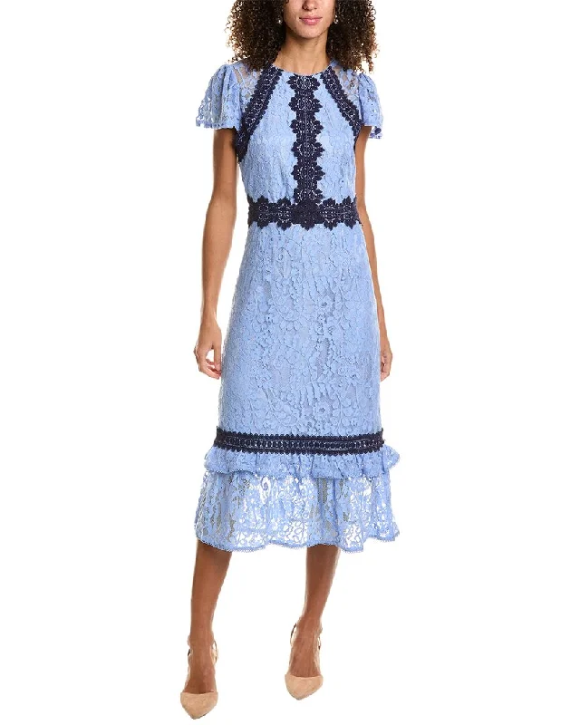 Rachel Parcell Lace Midi Dress Trendy Ruched Side Midi Dress