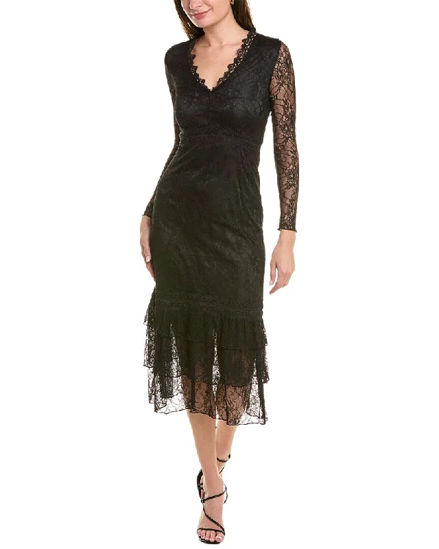 Rachel Parcell Lace Midi Dress Stylish Pleated Skirt Midi Dress