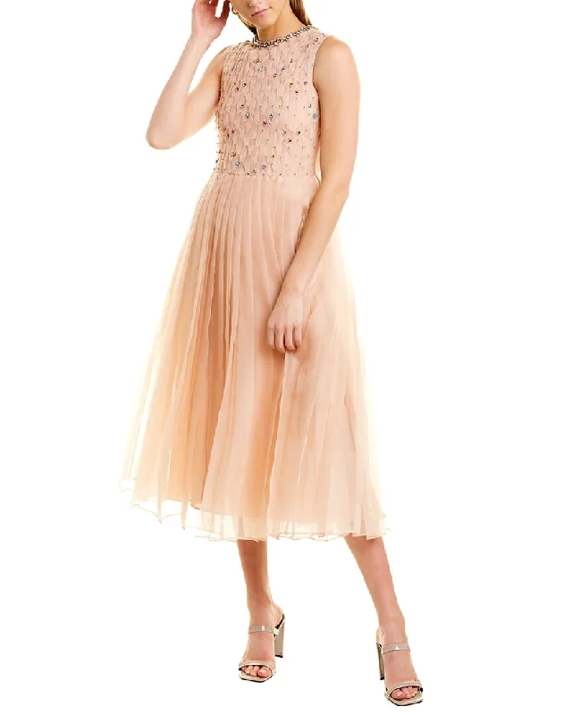 RED Valentino Organza Silk Midi Dress Elegant Satin Slip Midi Dress