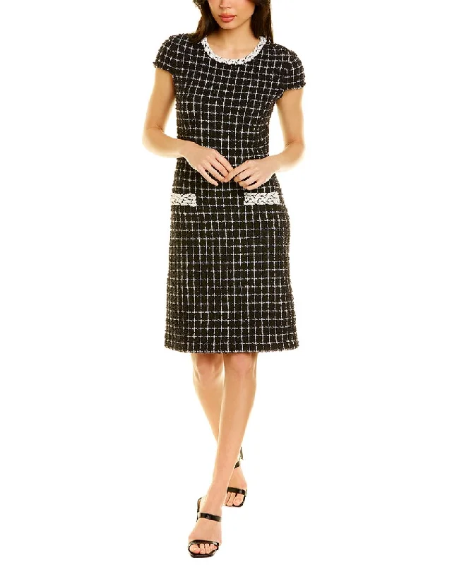 St. John Windowpane Tweed Midi Dress Cozy Tie-Dye Midi Dress