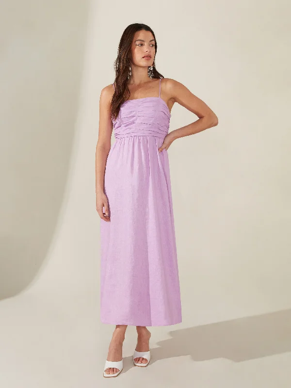 Strappy Linen Midi Dress Stylish Button-Down Midi Dress
