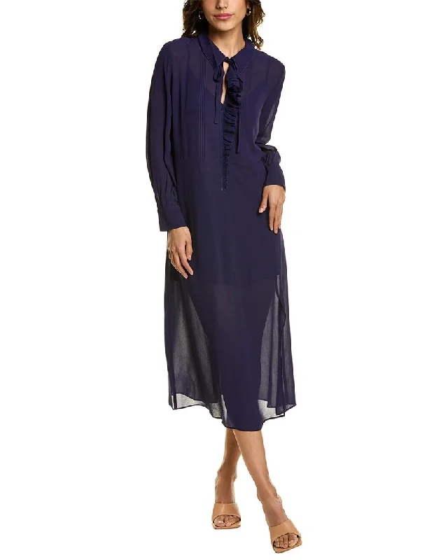 Ted Baker Asymmetrical Ruffle Midi Dress Trendy Off-Shoulder Button Midi Dress