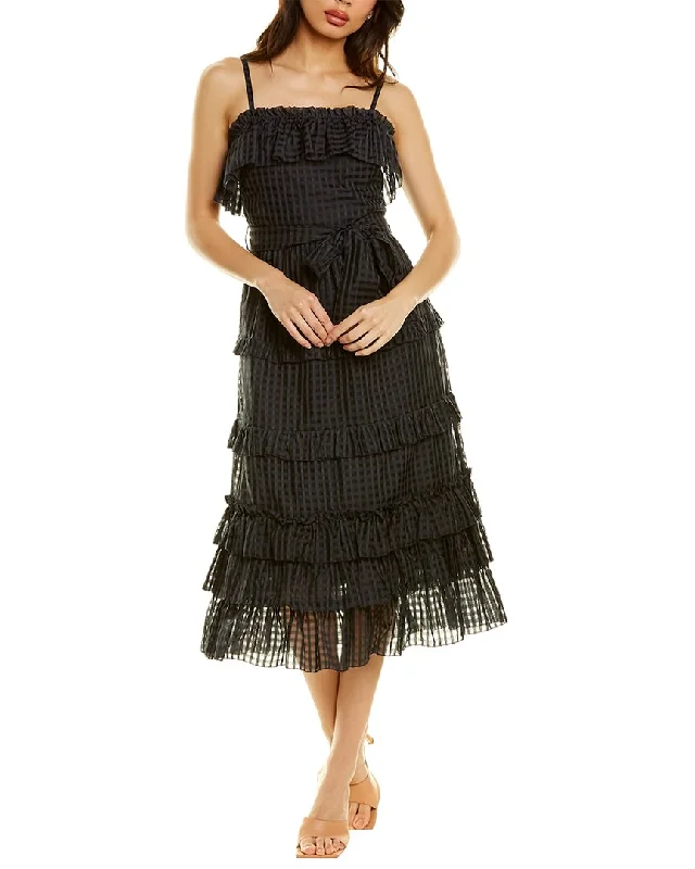 Temperley London Donna Silk-Blend Midi Dress Cozy Wide Strap Midi Dress