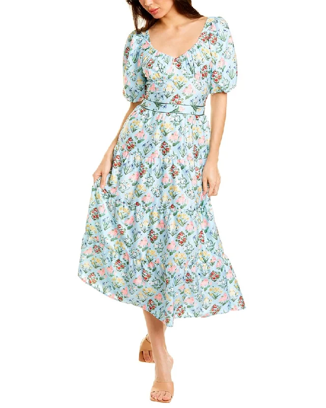To My Lovers Tiered Midi Dress Fashionable Sheer Sleeve Midi Dress