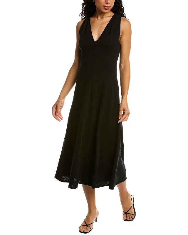 Vince Twisted Back Wool-Blend Midi Dress Comfortable Ribbed Midi Dress
