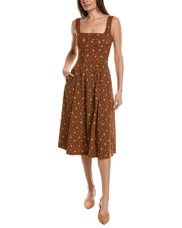 WeWoreWhat Corset Pleated Midi Dress Fashionable Off-Shoulder Dress Midi