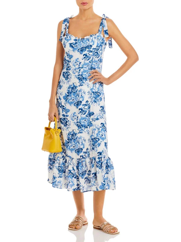 Womens Casual Ruffled Midi Dress Comfortable Wrap Midi Dress