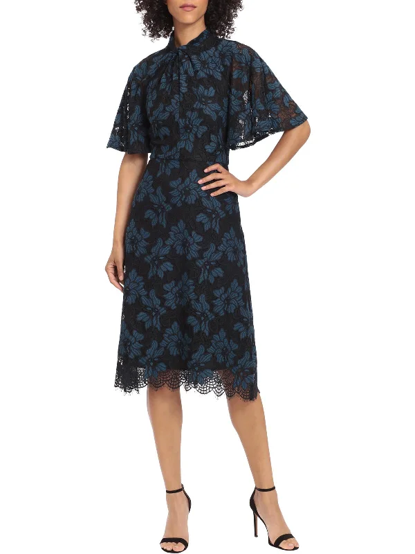 Womens Lace Calf Midi Dress Comfortable Short Sleeve Midi Dress