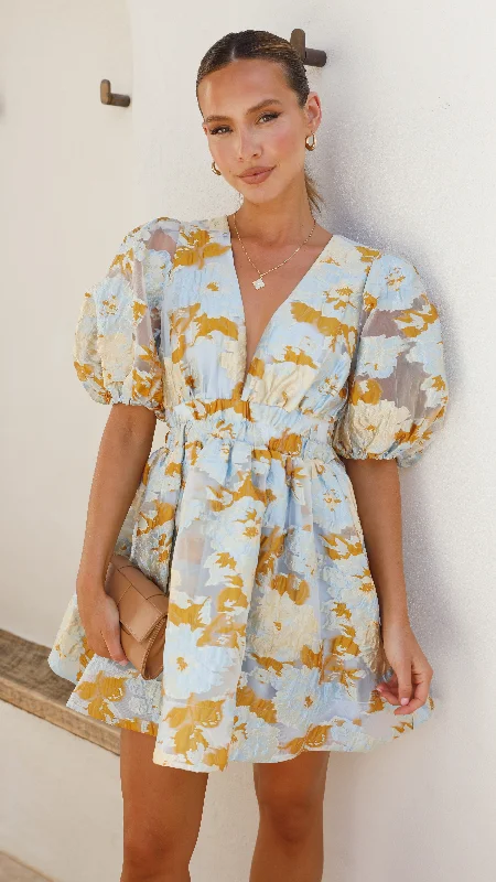 Abel Mini Dress - Blue Casual Mini Dress with Pockets