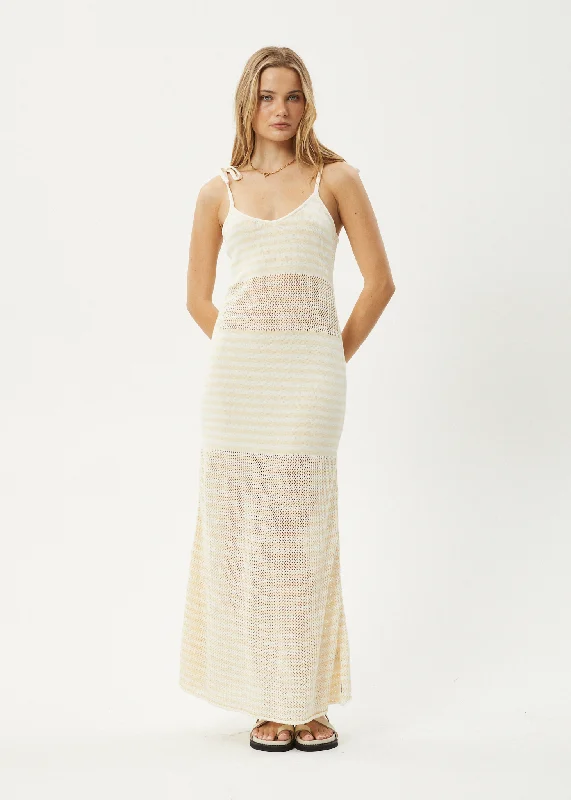 AFENDS Womens Claudia - Knit Maxi Dress - White / Sand Comfortable Bohemian Maxi Dress AFENDS Womens Claudia - Knit Maxi Dress - White / Sand Comfortable Bohemian Maxi Dress