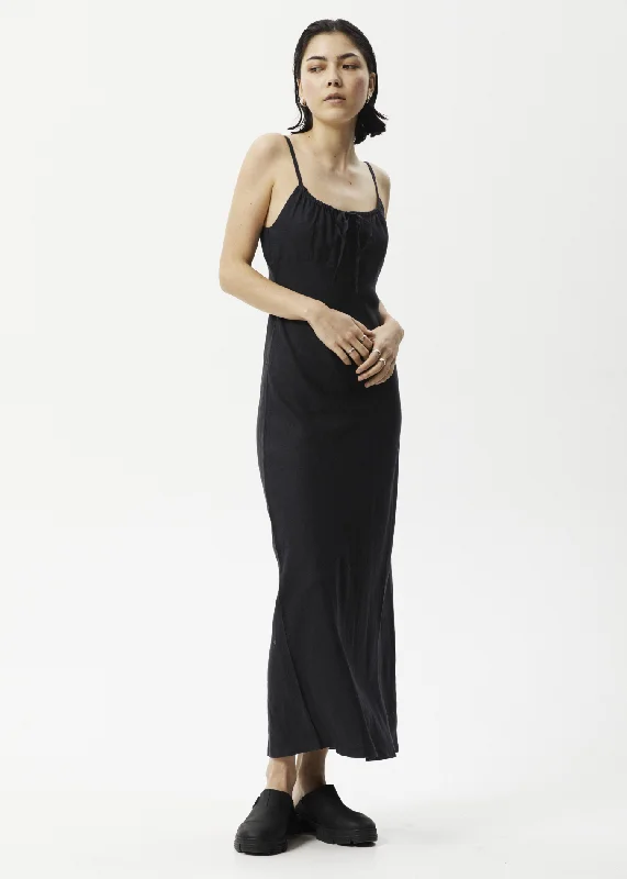 AFENDS Womens Dallas - Maxi Dress - Black Cozy Ribbed Maxi Dress