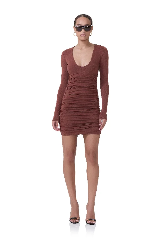 Afton Mini Dress - Cocoa Cozy Wraparound Mini Dress