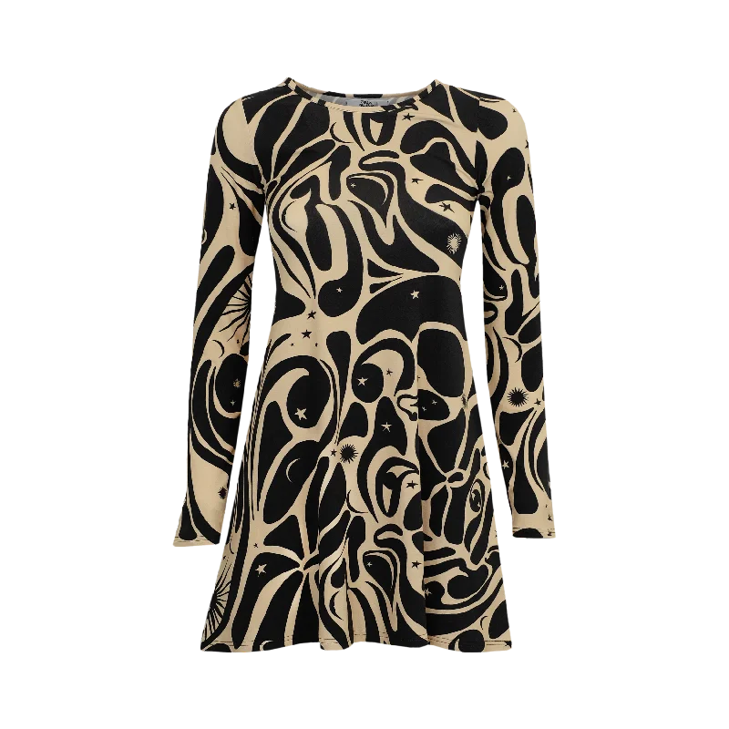 Age of Aquarius Long Sleeve Mini Dress Trendy Tulle Mini Dress