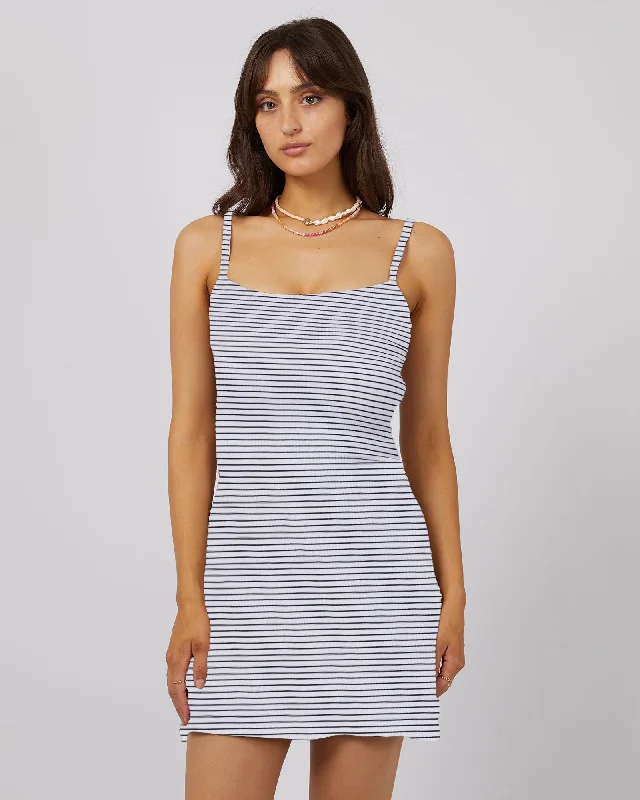 All About Eve Eve Rib Stripe Mini Dress Chic Puff Sleeve Mini Dress