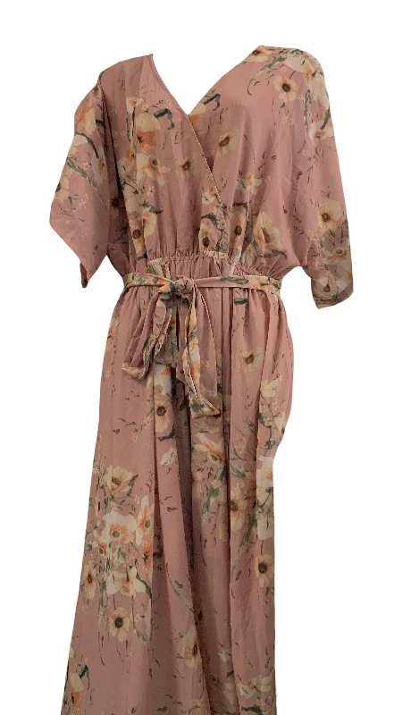 Anrabess Women's Maxi Dress Blush 2XL Fashionable High-Low Maxi Dress
