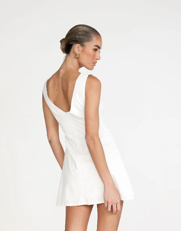 Basira Mini Dress (White) Stylish Short Sleeve Mini Dress