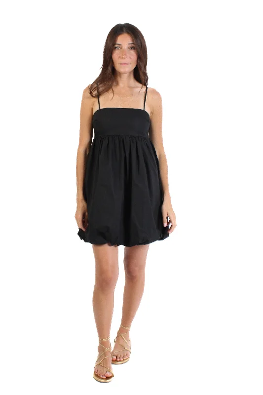 Black Bubble Mini Dress Chic Mini Dress with V-Neck