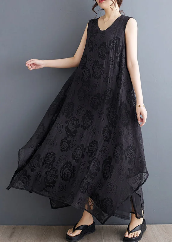 Boho Black O-Neck Asymmetrical Hollow Out Floral Holiday Lace Maxi Dress Summer UU027 Trendy Maxi Dress with Lace Boho Black O-Neck Asymmetrical Hollow Out Floral Holiday Lace Maxi Dress Summer UU027 Trendy Maxi Dress with Lace