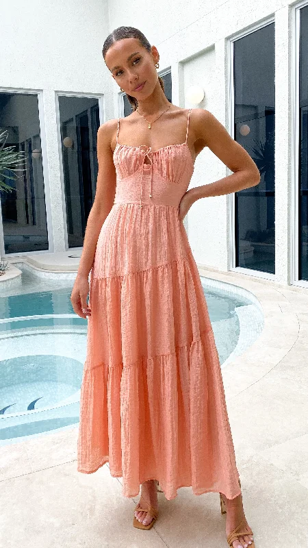Cove Maxi Dress - Apricot Chic Button-Up Maxi Dress