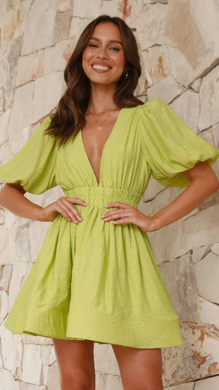 Erin Mini Dress - Lime Comfortable Shift Mini Dress