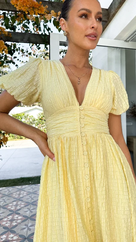 Faiz Maxi Dress - Yellow Cozy Knitted Maxi Dress